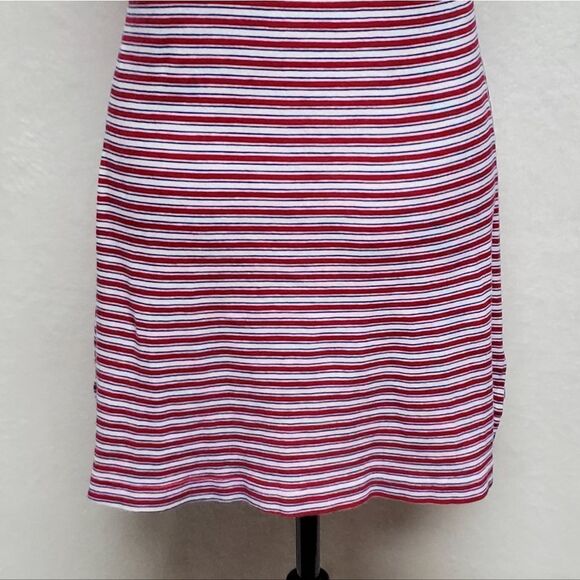 VINTAGE Basic Editions Ribbed Red White Striped Spaghetti Strap Mini Nightgown - Picture 12 of 13